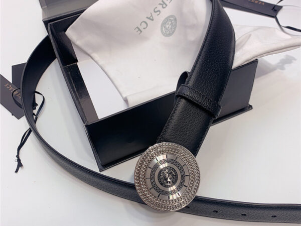 Thắt lưng Versace siêu cấp họa tiết khóa tròn màu trắng
