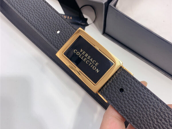 Thắt lưng Versace siêu cấp họa tiết khóa vuông in chữ