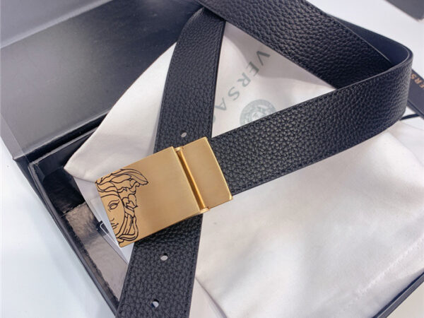 Thắt lưng Versace siêu cấp họa tiết khóa vuông màu vàng