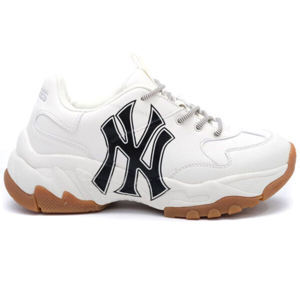 Giày MLB NY trắng chữ đen đế nâu Rep 1:1