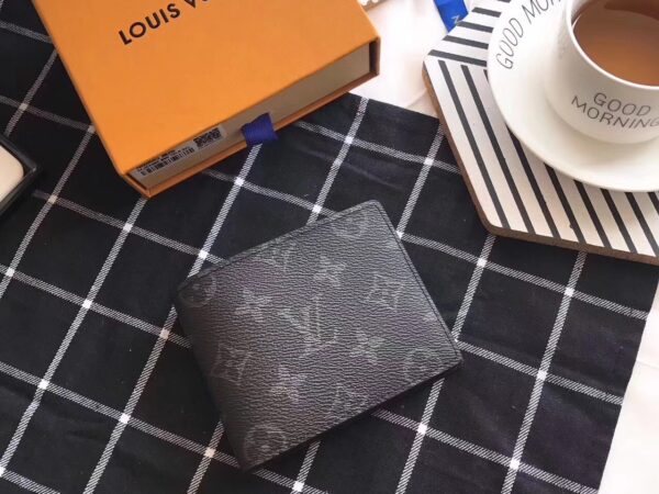Ví nam Louis Vuitton siêu cấp Slender Wallet Monogram Eclipse hoa đen