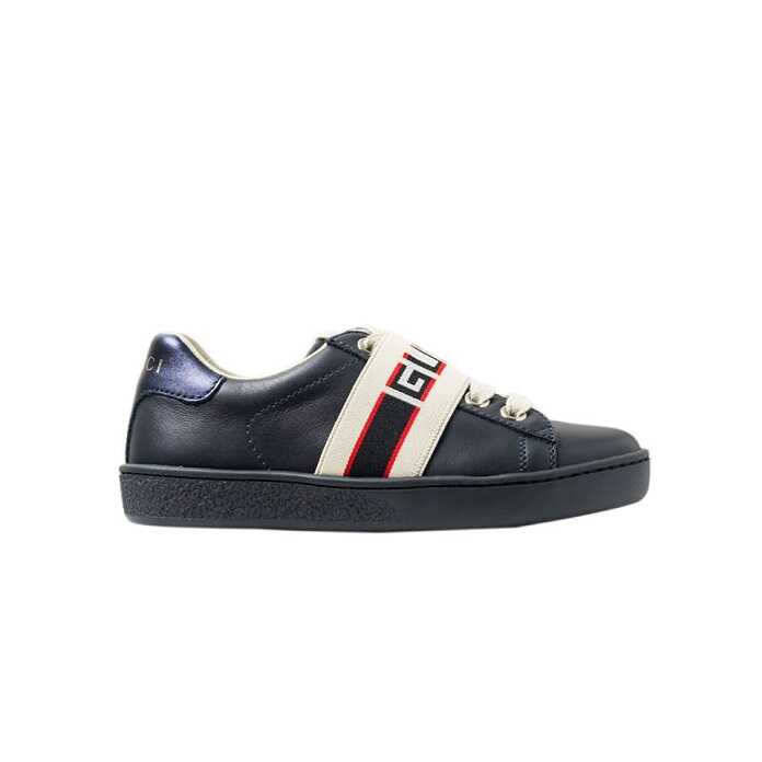 Giày Gucci Black Stripe Leather Sneaker