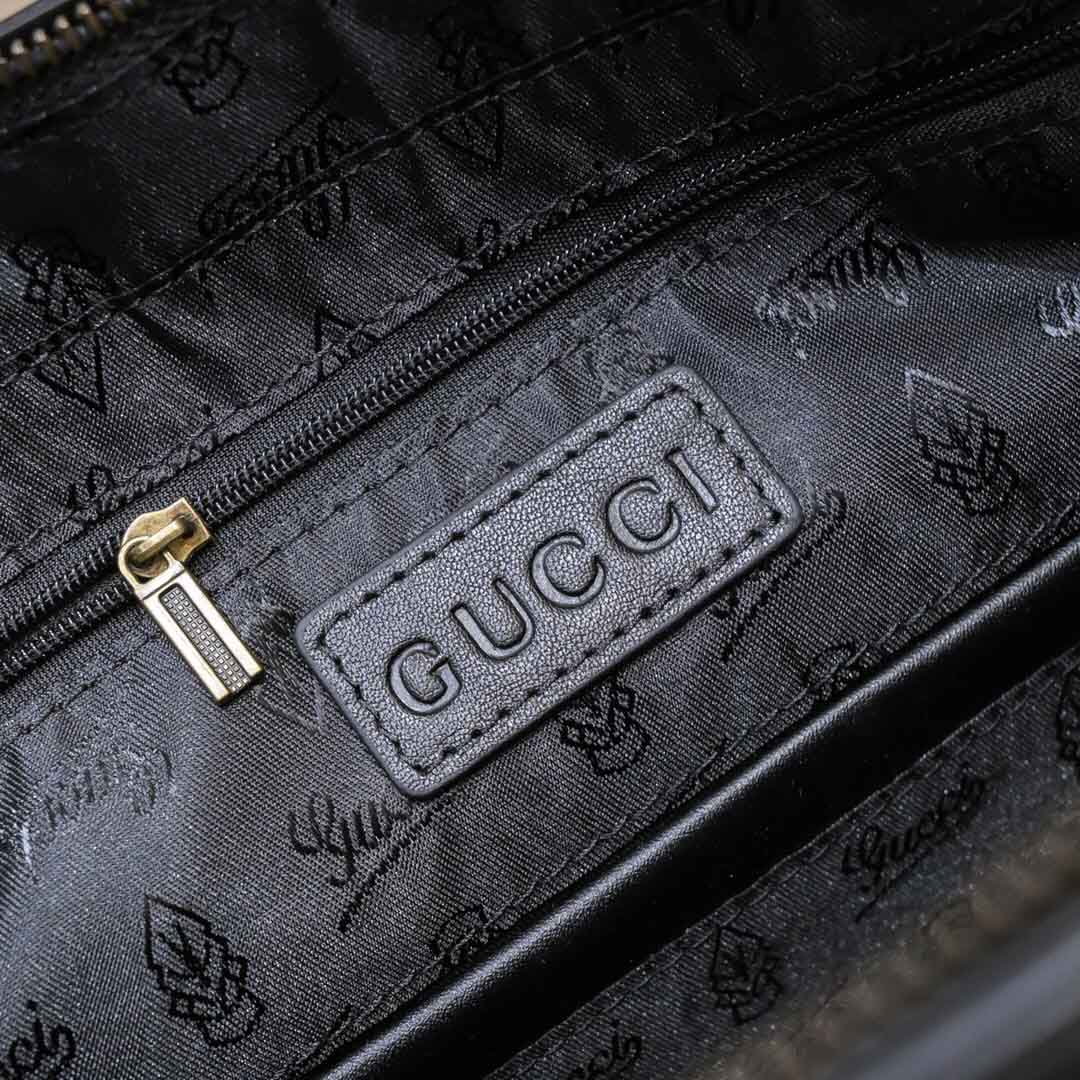 Cặp xách nam Gucci siêu cấp đen họa tiết logo chữ gold vàng 