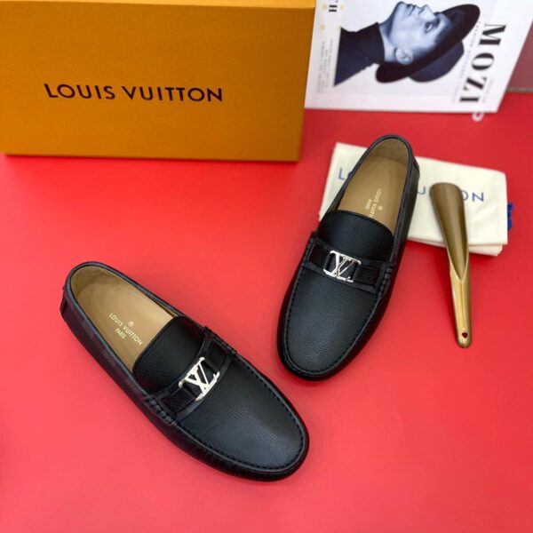 Giày lười Louis Vuitton Like Auth da nhăn họa tiết caro viền