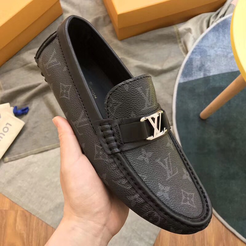 Giày lười Louis Vuitton like au họa tiết hoa đen GLLV61 