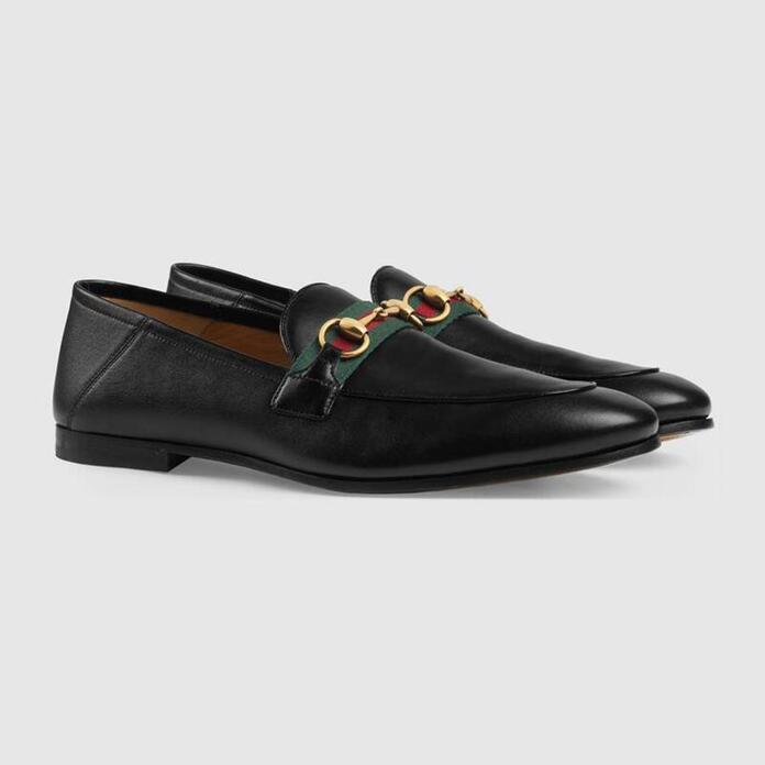 Giày lười nam Gucci Horsebit With Web Leather Loafer