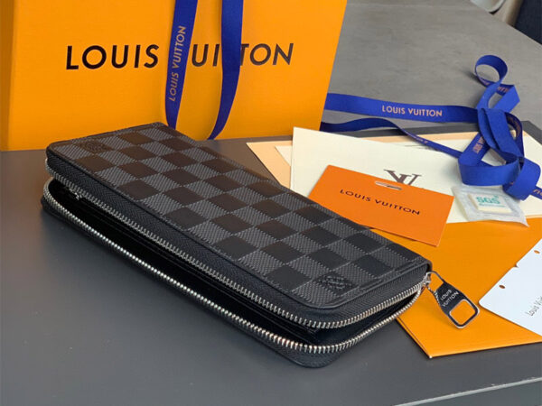 Ví dài Louis Vuitton siêu cấp Zippy Wallet Vertical Damier caro đen chìm