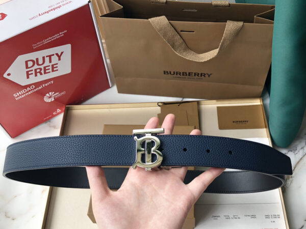 Thắt lưng Burberry like au Reversible Leather TB Belt dây xanh đen