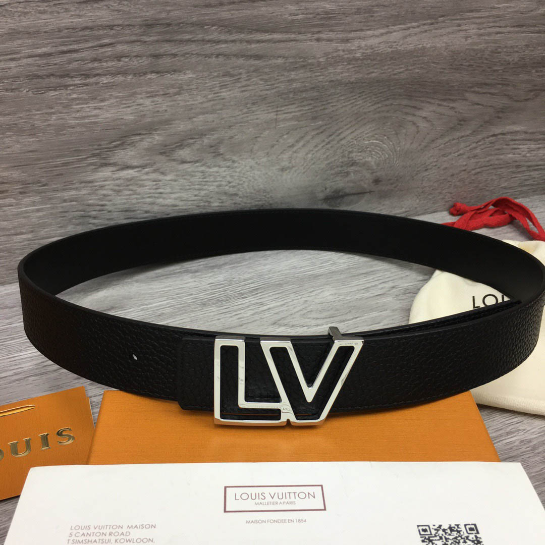 Thắt lưng LV like au Monument Outline 35mm Reversible Belt khóa logo rỗng