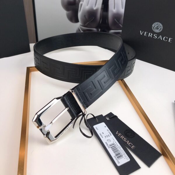 Thắt lưng Versace siêu cấp dây hoa văn khóa kim màu trắng