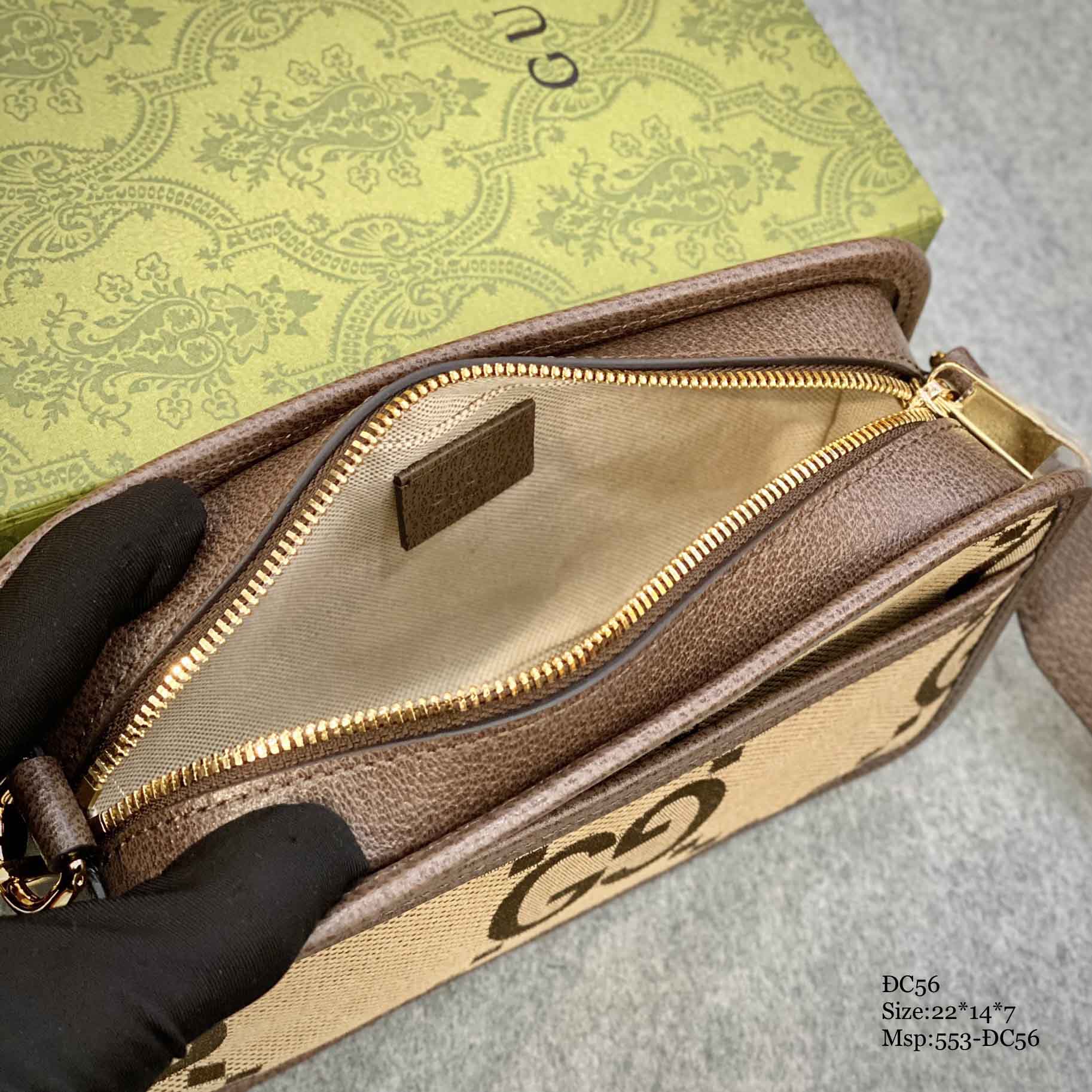 Túi đeo chéo Gucci Jumbo GG Mini Bag viền nâu siêu cấp like auth 99% - TUNG  LUXURY™