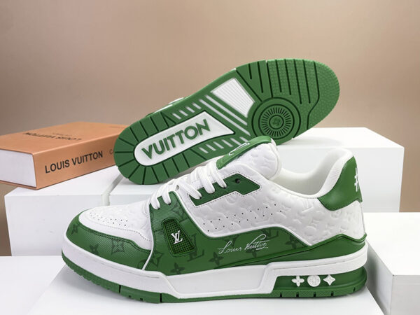 Giày Louis Vuitton Trainer #54 Signature Green White Like Auth