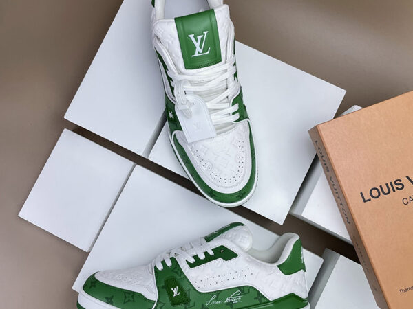 Giày Louis Vuitton Trainer #54 Signature Green White Like Auth