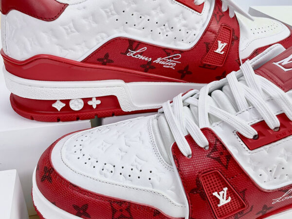 Giày Louis Vuitton Trainer #54 Signature Red White Like Auth