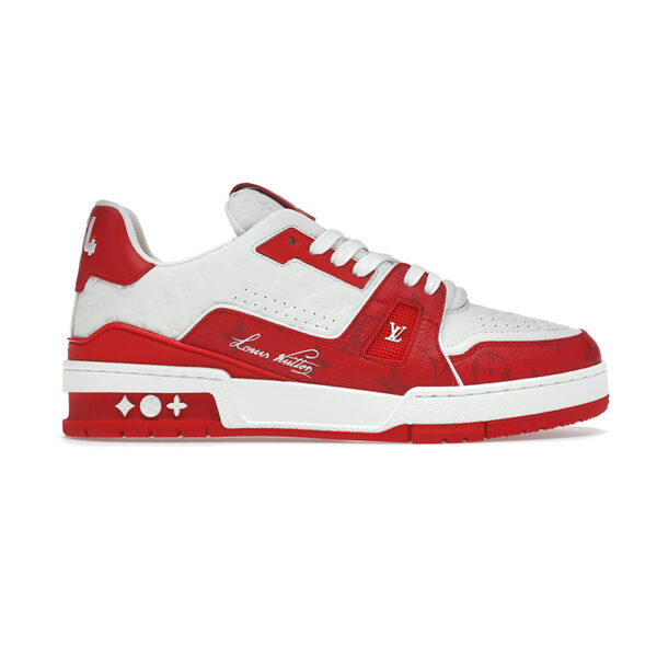 Giày Louis Vuitton Trainer #54 Signature Red White Like Auth